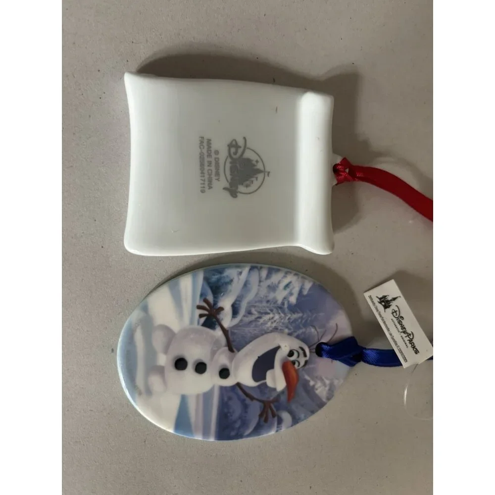 Lot Of 2 Disney Frozen Olaf & Happily Ever After Porcelain Ornament‎ NEW Holiday